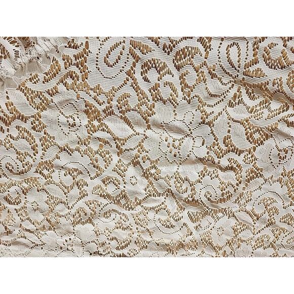 Elegant Beige Lace Swag Style Valance 2 Panels Romantic Floral Design 37x33 in - Picture 7 of 8